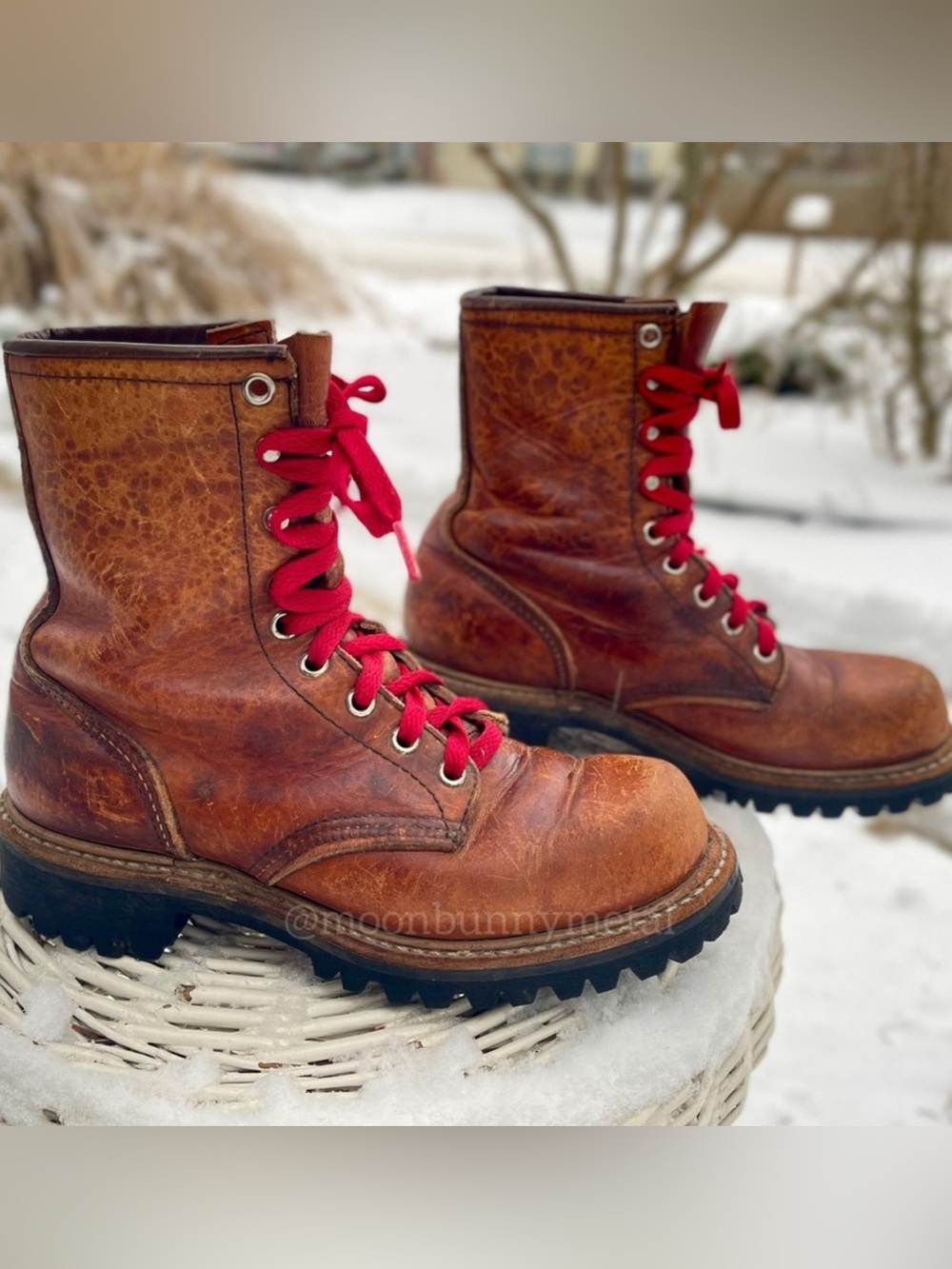 Vintage Red Wing Irish Setter Work Boots Distressed Leather Patina Punk Grunge 5
